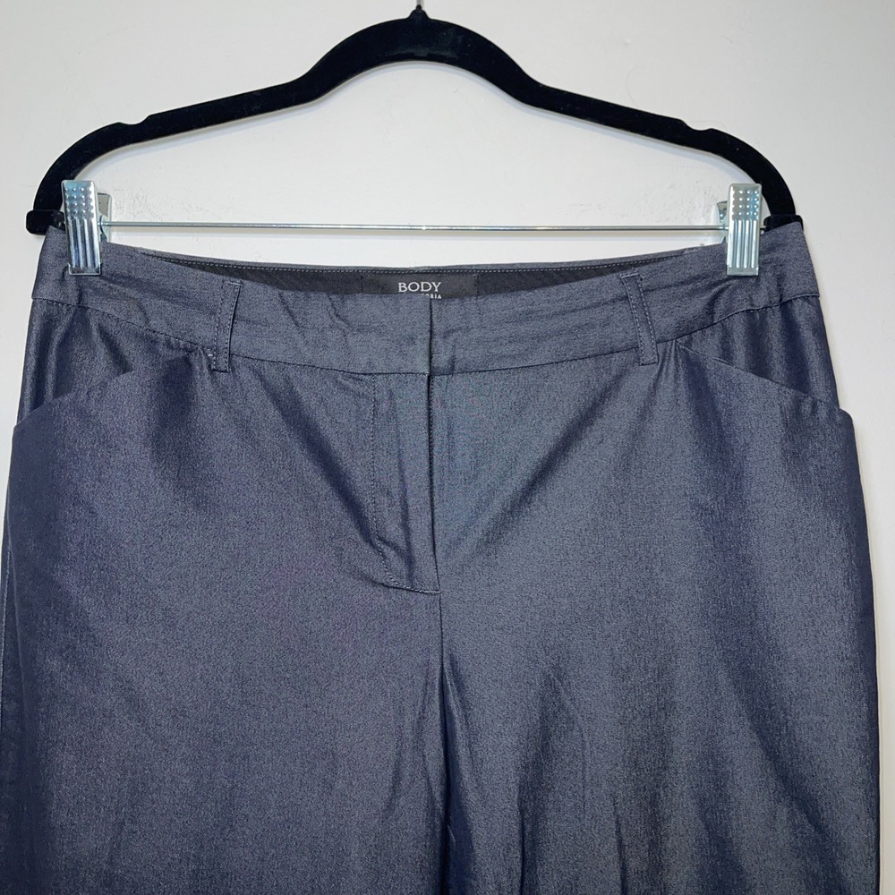 Body By Victoria Denim Blue The Christie Fit Dress Pants Womens Size 10 Wide Leg - Picture 3 of 6